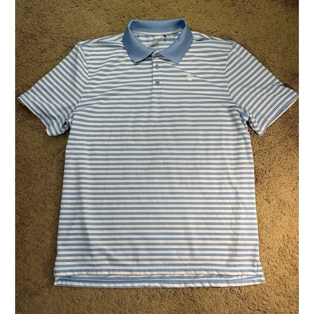 Graham Luxe Golf Polo Shirt Men XL BLue Striped GL40022 Lightweight Breathable